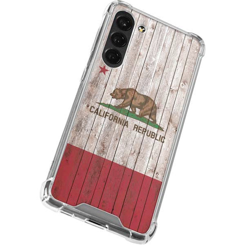California Flag Dark Wood Galaxy S23 Plus Clear Case