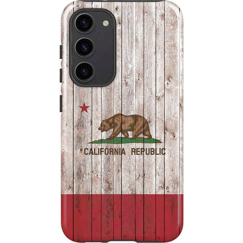 California Flag Dark Wood Galaxy S23 Plus Pro Case