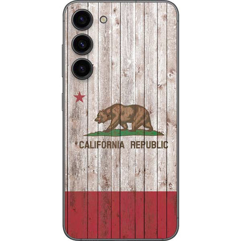 California Flag Dark Wood Galaxy S23 Plus Skin