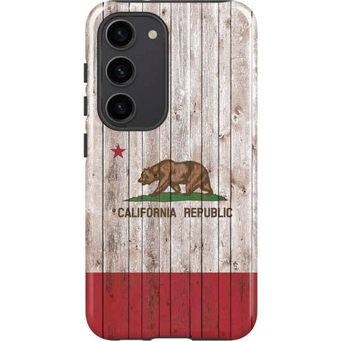 California Flag Dark Wood Galaxy S23 Pro Case