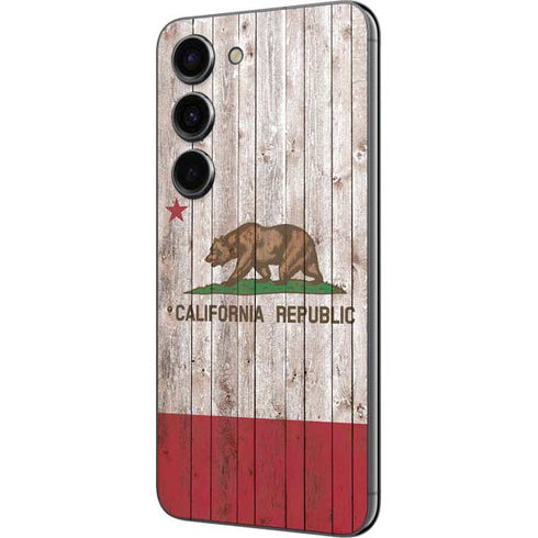 California Flag Dark Wood Galaxy S23 Skin