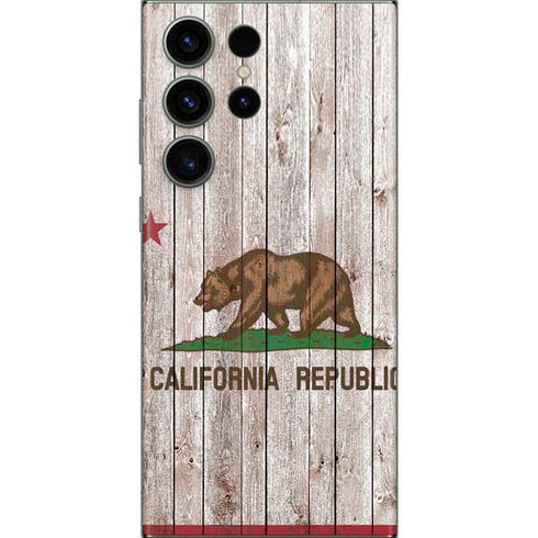 California Flag Dark Wood Galaxy S23 Ultra Skin