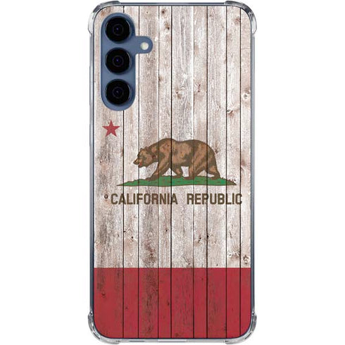 California Flag Dark Wood Galaxy S24 Clear Case