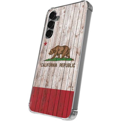 California Flag Dark Wood Galaxy S24 Plus Clear Case