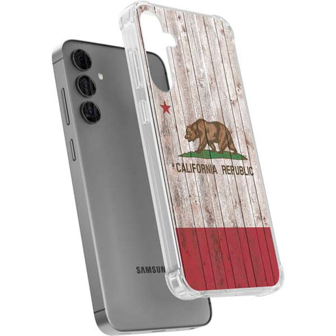 California Flag Dark Wood Galaxy S24 Plus Clear Case