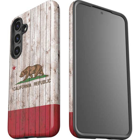 California Flag Dark Wood Galaxy S24 Plus Impact Case