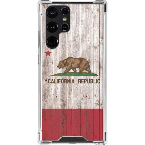 California Flag Dark Wood Galaxy S24 Ultra Clear Case