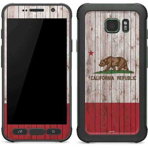 California Flag Dark Wood Galaxy S7 Active Skin