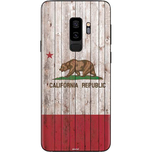 California Flag Dark Wood Galaxy S9 Plus Skin
