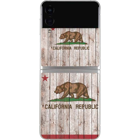 California Flag Dark Wood Galaxy Z Flip3 5G Skin