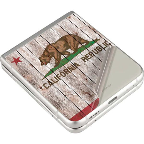 California Flag Dark Wood Galaxy Z Flip3 5G Skin