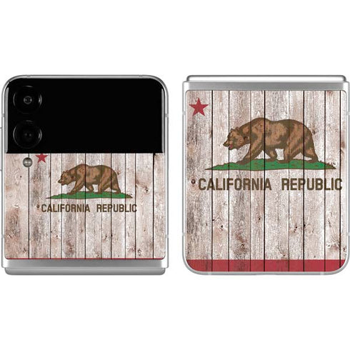 California Flag Dark Wood Galaxy Z Flip4 5G Skin