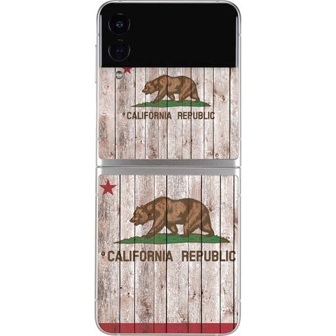 California Flag Dark Wood Galaxy Z Flip4 5G Skin