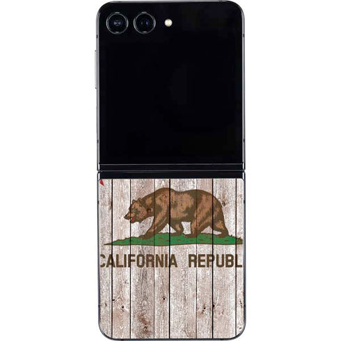 California Flag Dark Wood Galaxy Z Flip5 5G Skin