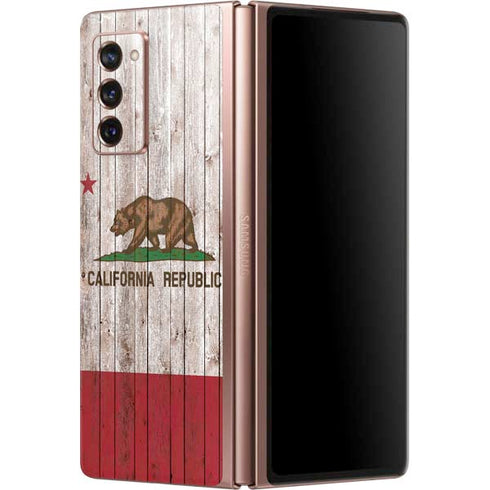 California Flag Dark Wood Galaxy Z Fold2 5G Skin