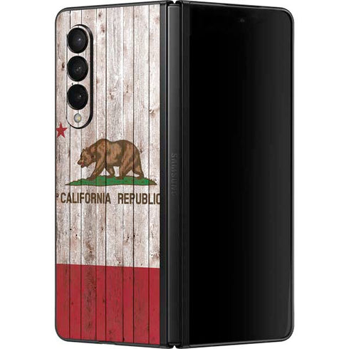 California Flag Dark Wood Galaxy Z Fold3 5G Skin