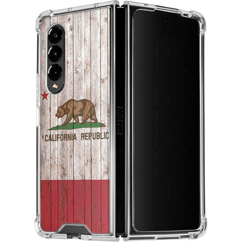California Flag Dark Wood Galaxy Z Fold4 5G Clear Case