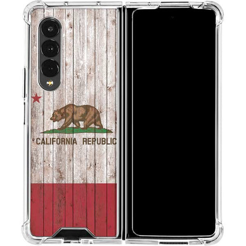 California Flag Dark Wood Galaxy Z Fold4 5G Clear Case