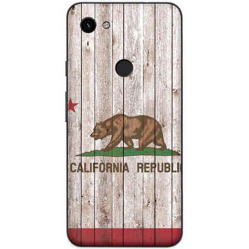 California Flag Dark Wood Google Pixel 3a XL Skin