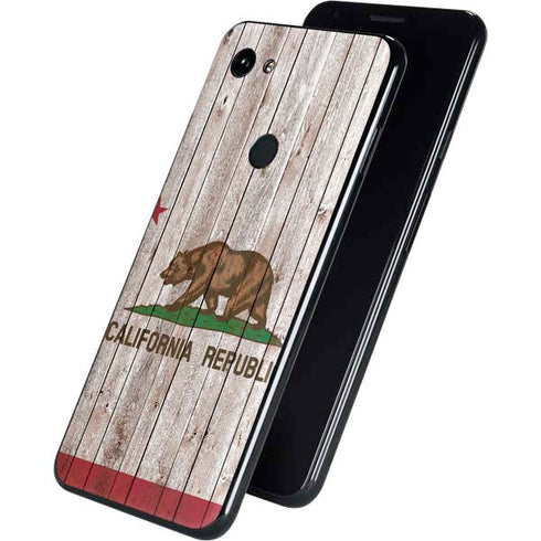 California Flag Dark Wood Google Pixel 3a XL Skin