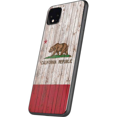 California Flag Dark Wood Google Pixel 4 XL Skin