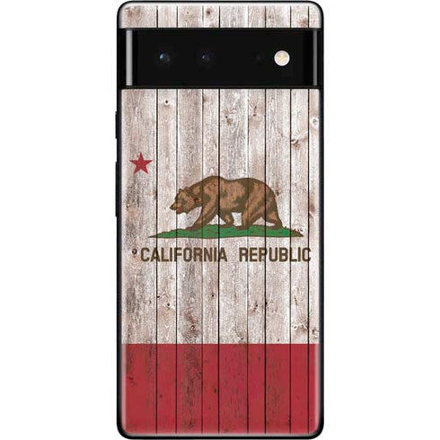 California Flag Dark Wood Google Pixel 6 Skin