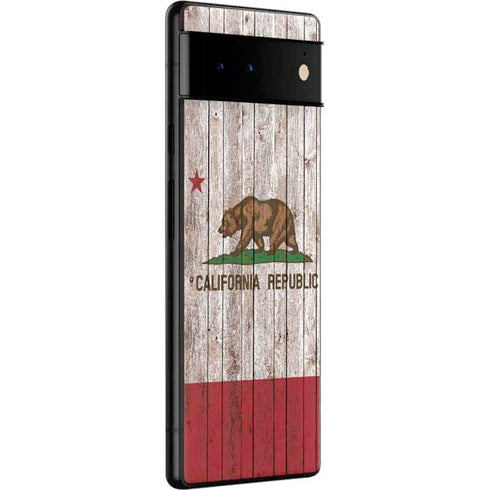 California Flag Dark Wood Google Pixel 6 Skin