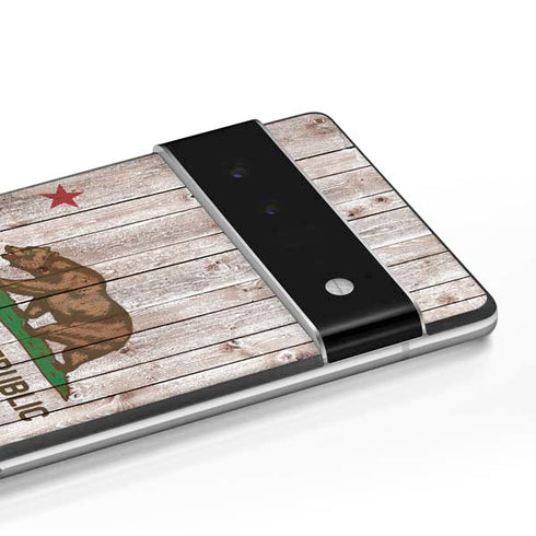 California Flag Dark Wood Google Pixel 6 Skin