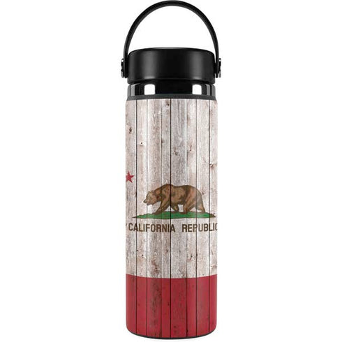 California Flag Dark Wood Hydro Flask 20oz Wide Mouth Skin