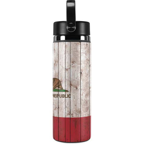 California Flag Dark Wood Hydro Flask 20oz Wide Mouth Skin