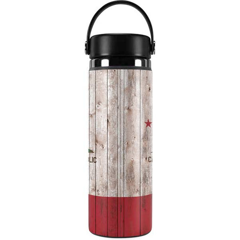 California Flag Dark Wood Hydro Flask 20oz Wide Mouth Skin