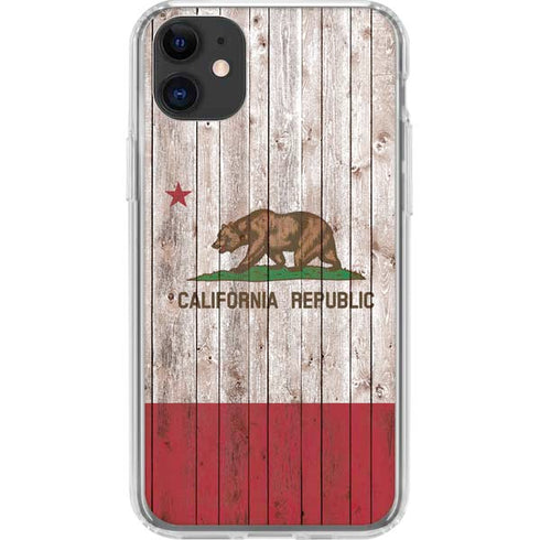California Flag Dark Wood iPhone 11 Clear Case