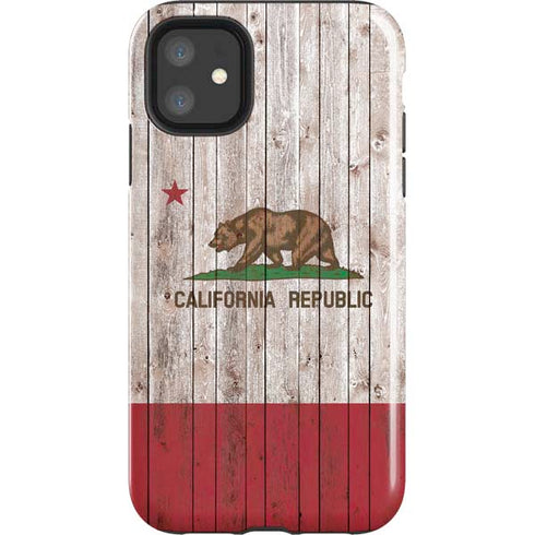 California Flag Dark Wood iPhone 11 Impact Case