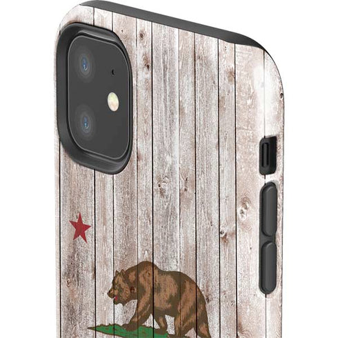 California Flag Dark Wood iPhone 11 Impact Case
