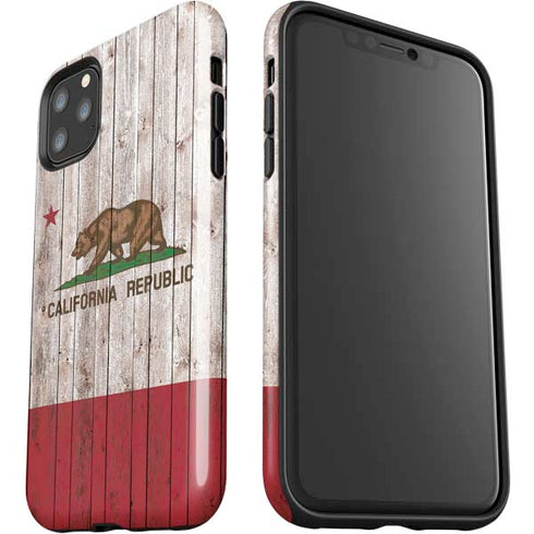 California Flag Dark Wood iPhone 11 Pro Max Impact Case