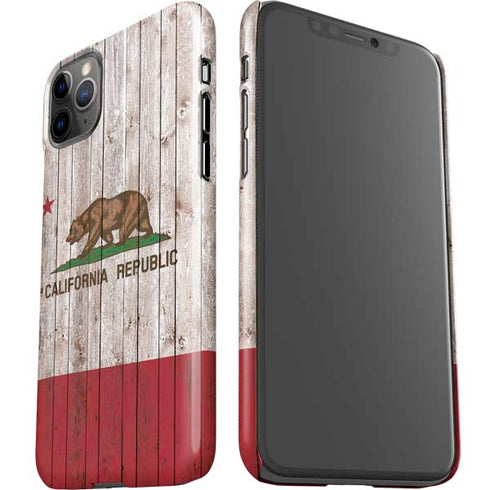 California Flag Dark Wood iPhone 11 Pro Max Lite Case