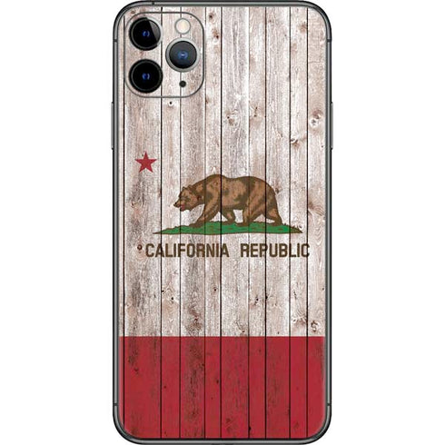 California Flag Dark Wood iPhone 11 Pro Max Skin