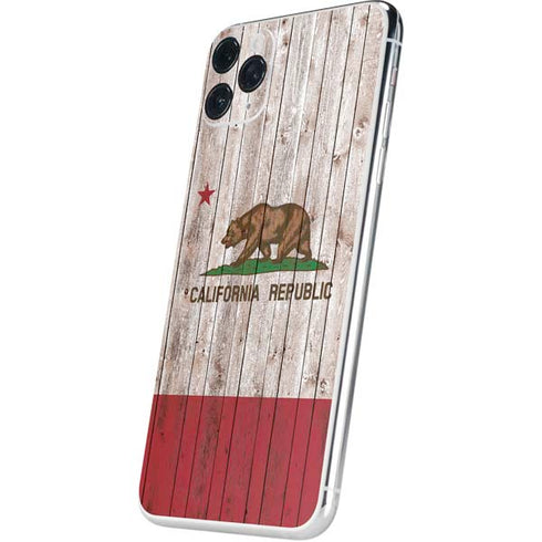 California Flag Dark Wood iPhone 11 Pro Max Skin