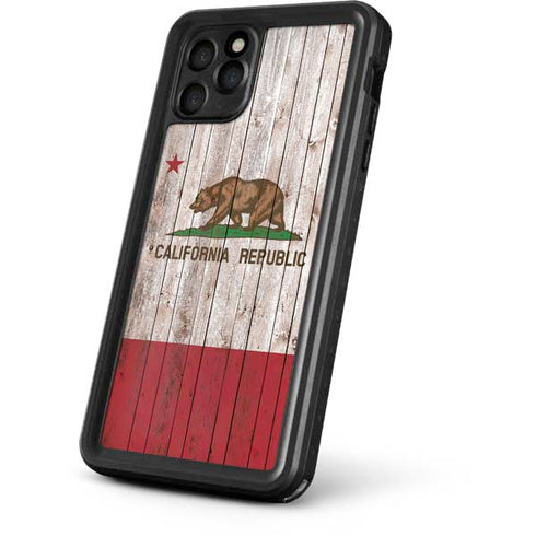 California Flag Dark Wood iPhone 11 Pro Max Waterproof Case