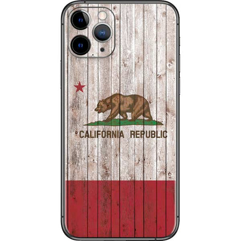 California Flag Dark Wood iPhone 11 Pro Skin