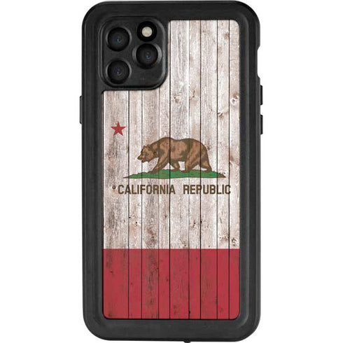 California Flag Dark Wood iPhone 11 Pro Waterproof Case