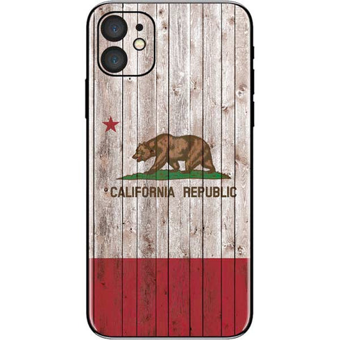California Flag Dark Wood iPhone 11 Skin