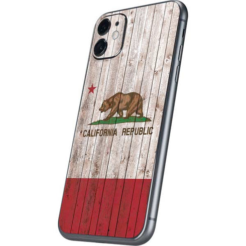 California Flag Dark Wood iPhone 11 Skin