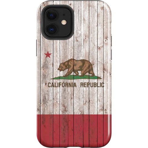 California Flag Dark Wood iPhone 12 Impact Case