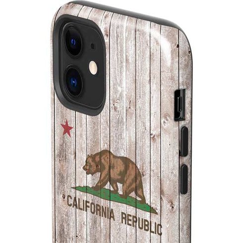 California Flag Dark Wood iPhone 12 Impact Case