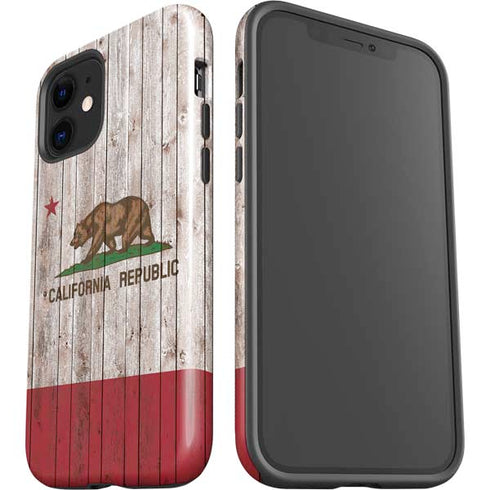 California Flag Dark Wood iPhone 12 Impact Case