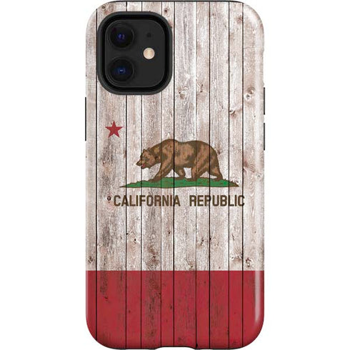 California Flag Dark Wood iPhone 12 Mini Impact Case