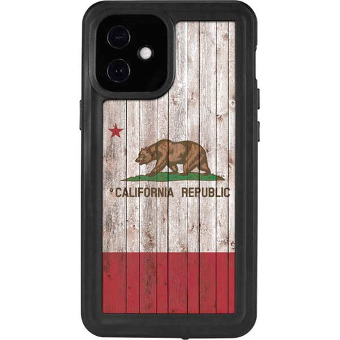 California Flag Dark Wood iPhone 12 Mini Waterproof Case