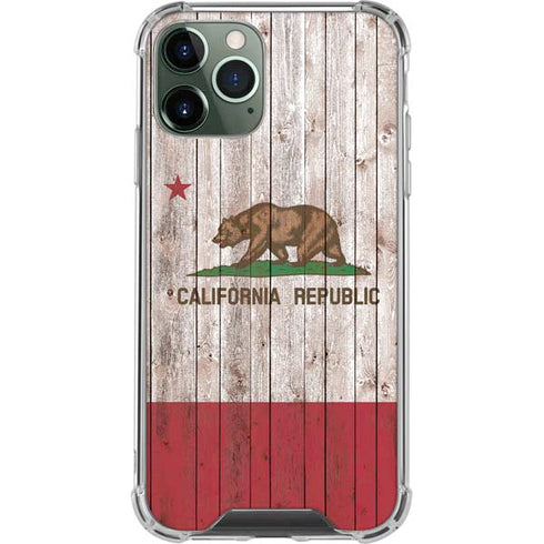 California Flag Dark Wood iPhone 12 Pro Clear Case