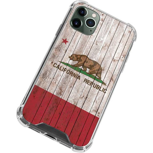 California Flag Dark Wood iPhone 12 Pro Clear Case
